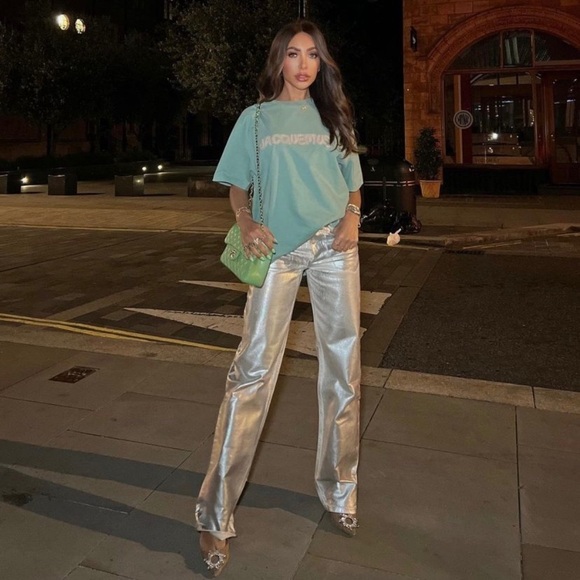 Zara silver metallic wide leg jeans - Picture 16 of 16